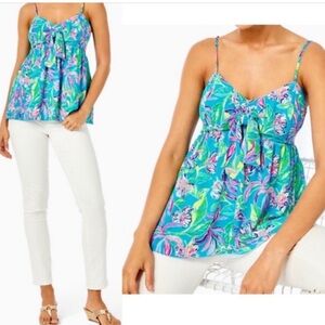 NEW Lilly Pulitzer CADIE CAMI IN FORMENTERA TURQUOISE KEEP ON BELEAFING